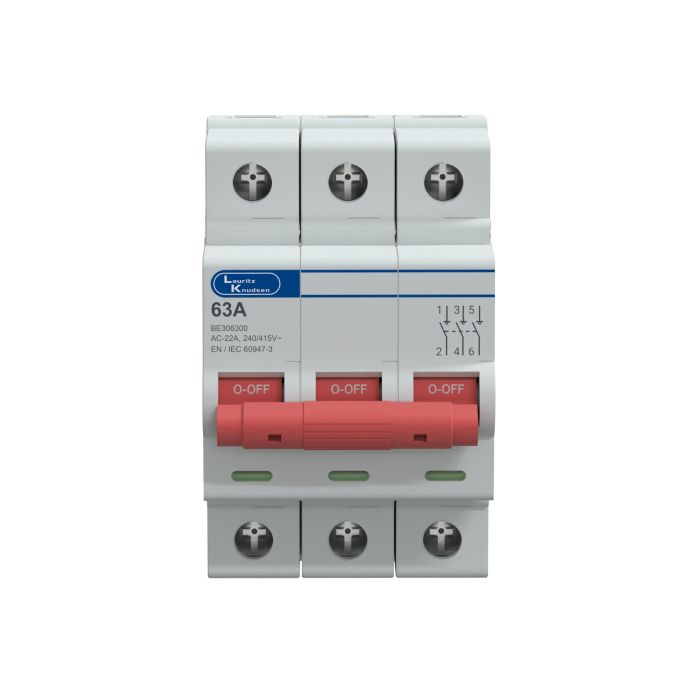 Lauritz Knudsen Isolator, 63A | 3 Pole | Higher Life | 415V AC | CE Marked