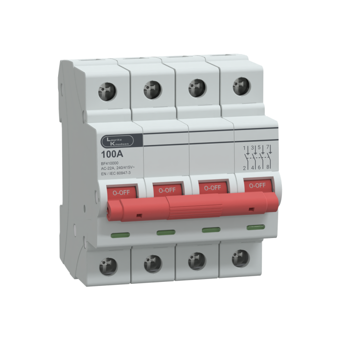 Lauritz Knudsen EXORA, Isolator, 4 Pole, 415V AC, 100A