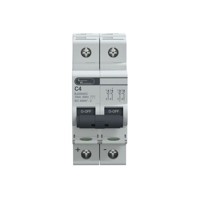 Lauritz Knudsen EXORA, MCB, 2 Pole, 500V DC, 10kA, C Curve, 4A