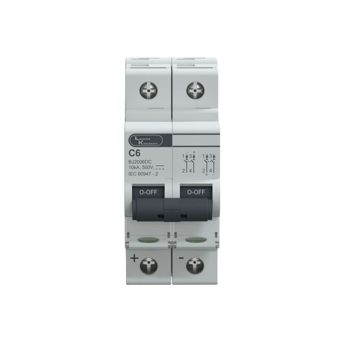 Lauritz Knudsen EXORA, MCB, 2 Pole, 500V DC, 10kA, C Curve, 6A