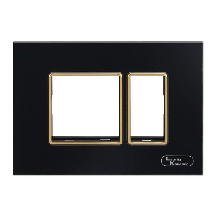Lauritz Knudsen entice Modular Switch Glass Plates | 3 Module | With Grid Frames | With Glass Finish (Onyx Black)