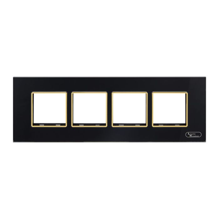 Lauritz Knudsen entice Modular Switch Glass Plates | 8 Module | With Grid Frames | With Glass Finish | Horizontal (Onyx Black)