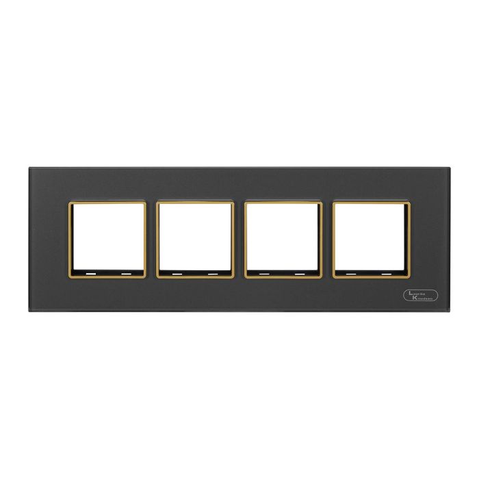Lauritz Knudsen entice Modular Switch Glass Plates | 8 Module | With Grid Frames | With Glass Finish | Horizontal (Classic Grey)