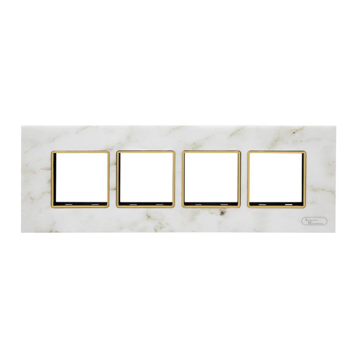 Lauritz Knudsen entice Modular Switch Marble Plates | 8 Module | With Grid Frames | With Marble Finish | Horizontal (White)