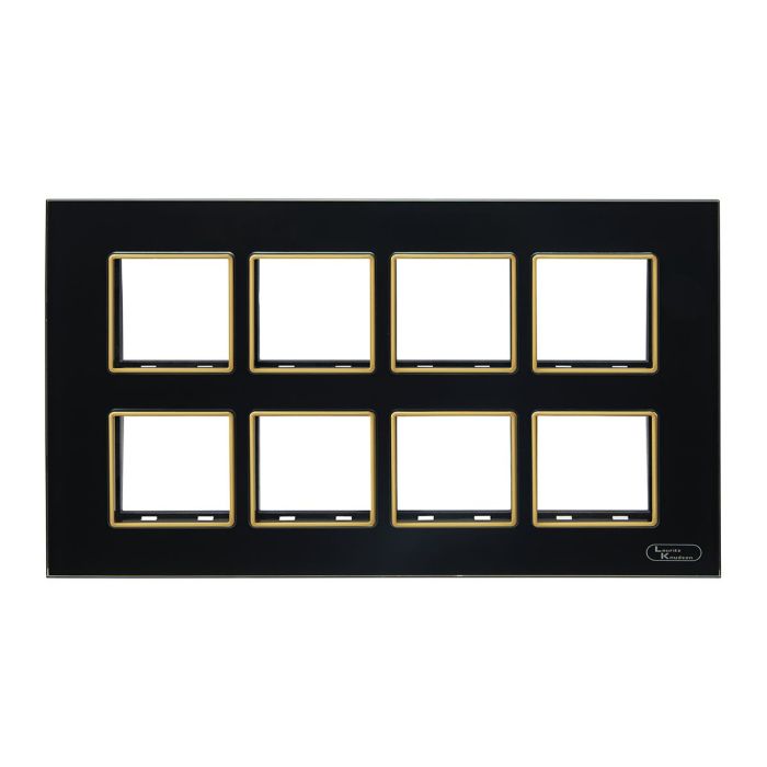 Lauritz Knudsen entice Modular Switch Glass Plates | 16 Module | With Grid Frames | With Glass Finish (Onyx Black)