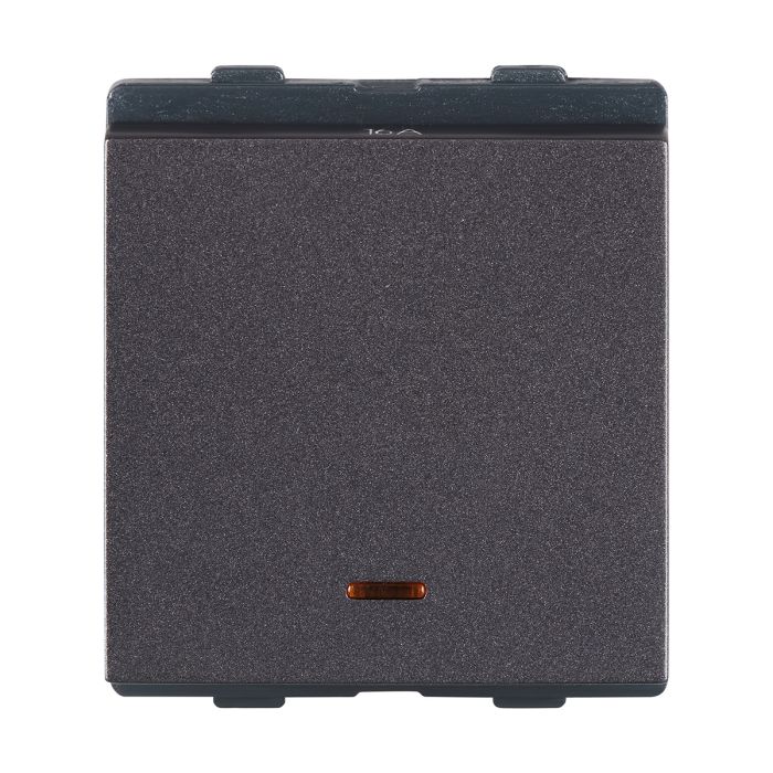 Lauritz Knudsen englaze Switch, 16AX | 1-Way with Indicator | 2 Module | Mega Switch | ISI Certified (Mountain Grey)