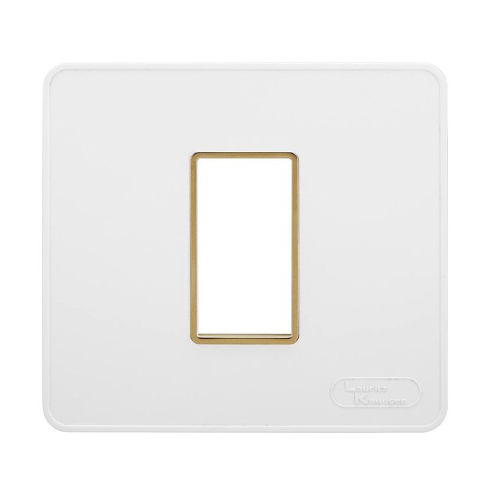 Lauritz Knudsen enGem Cover Plates | 1 Module | with Golden Bezel Finish | Premium Look | Clean & elegant finish | White Color
