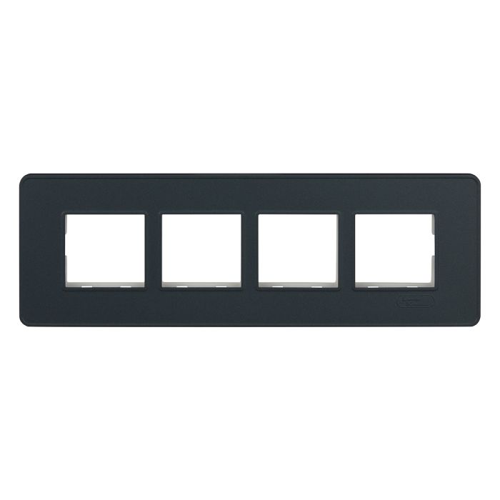 Lauritz Knudsen enGem Cover Plates | 8 Module | with Grid Frames | Horizontal| Clean & elegant finish | Stone Grey Color