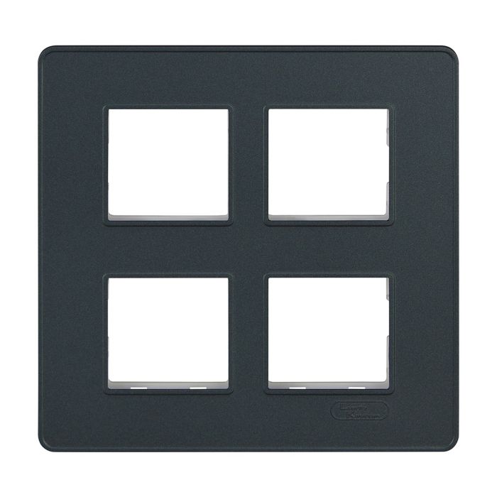 Lauritz Knudsen enGem Cover Plates | 8 Module | with Grid Frames | Square | Clean & elegant finish | Stone Grey Color
