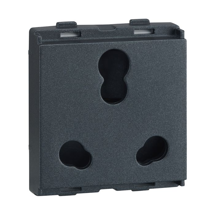 Socket 6A/16A 3 Pin Combi with ISI 2M - Stone Grey
