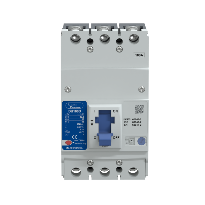 Lauritz Knudsen DU100D MCCB 100A 3P 415V AC 18KA Thermal Magnetic 50/60 Hz