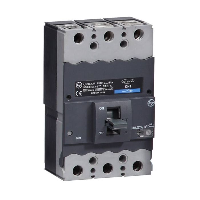 DN1C MCCB 250 3P 415V AC 25kA Thermal Magnetic 50/60 Hz main product photo