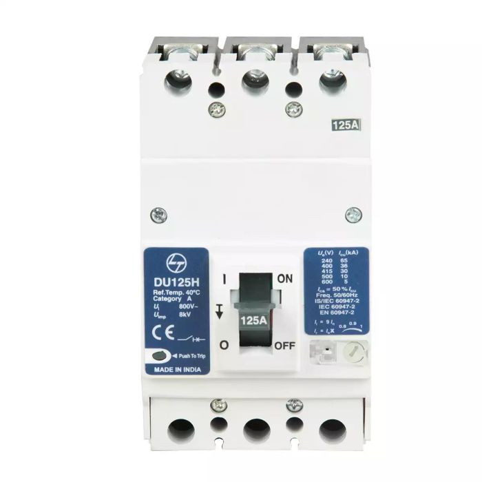 DU125H MCCB 125A 3P 415V AC 30kA Thermal Magnetic 50/60 Hz main product photo