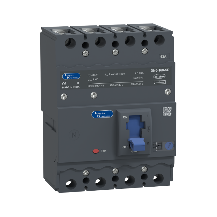 Lauritz Knudsen DN0SD, MCCB, 4 Pole, 415V AC, 63A | Switch Disconnector | IP40 Protection | MCCBs without protection release 