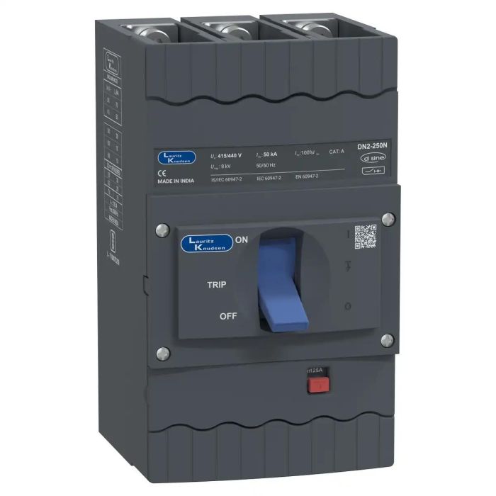 Lauritz Knudsen DN2N, MCCB, 3 Pole, 415V AC, 50kA Breaking Capacity, 125A|  Thermal-Magnetic Release | IP40 Protection