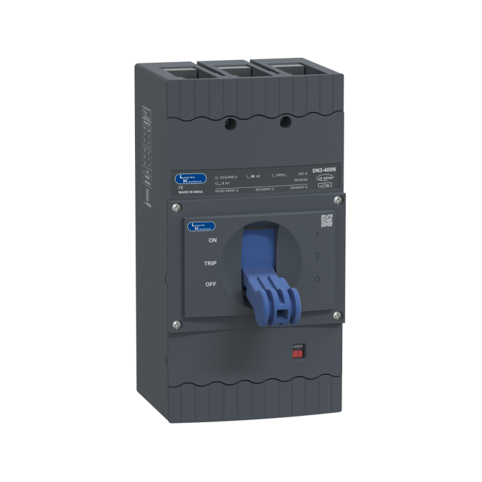 Lauritz Knudsen DN3-400N, MCCB, 3 Pole, 415V AC, 50kA Breaking Capacity, 400A | Microprocessor Release MTX1.0 | IP40 Protection