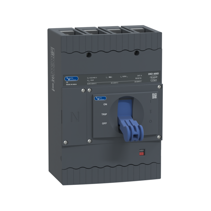 Lauritz Knudsen DN3-400D, MCCB, 4 Pole, 415V AC, 36kA Breaking Capacity, 400A | Microprocessor Release MTX2.0 | IP40 Protection
