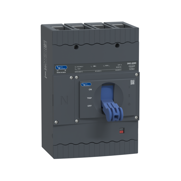 Lauritz Knudsen DN3-630D, MCCB, 4 Pole, 415V AC, 36kA Breaking Capacity, 630A | Microprocessor Release MTX2.0 | IP40 Protection