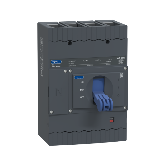 Lauritz Knudsen DN3-400S, MCCB, 4 Pole, 415V AC, 70kA Breaking Capacity, 320A | Thermal-Magnetic Release | IP40 Protection