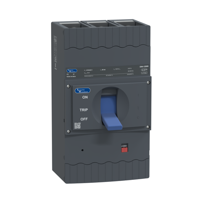 Lauritz Knudsen DN4N, MCCB, 3 Pole, 415V AC, 50kA Breaking Capacity, 1250A | Microprocessor Release MTX1.0 | IP40 Protection