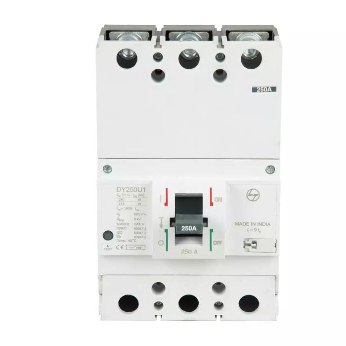 DY250U1 MCCB 250A 3P 415V AC 10kA Thermal Magnetic 50/60 Hz main product photo