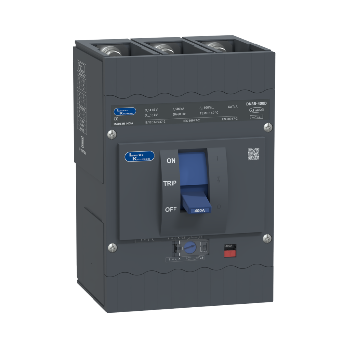 Lauritz Knudsen DN3B, MCCB, 3 Pole, 415V AC, 36kA Breaking Capacity, 400A | Thermal-Magnetic Release | IP40 Protection