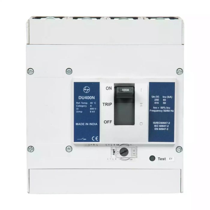 DU400N MCCB 400A 4P 415V AC 50kA Thermal Magnetic 50/60 Hz main product photo