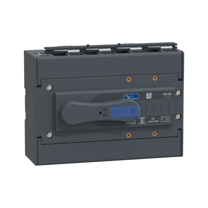 Lauritz Knudsen Manual Changeover Switch, C-Line, 63A, 415V AC | Frame 1 | 4 Pole | Open Execution Direct Handle| Load‑Handling Capability 