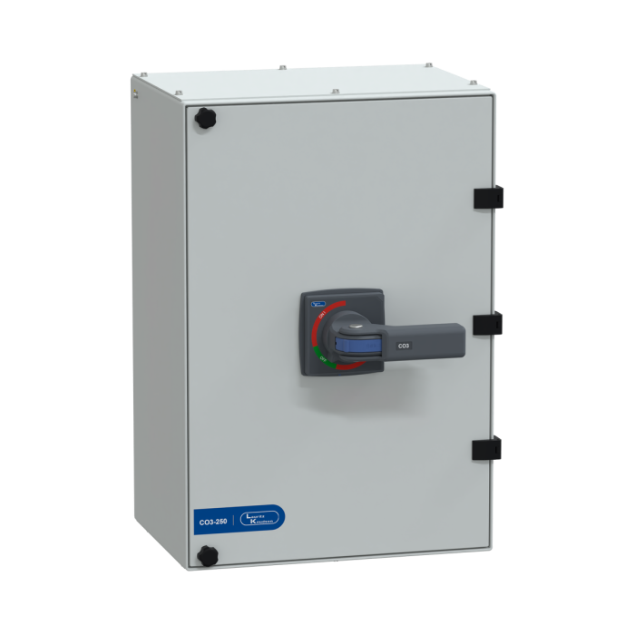 Lauritz Knudsen Manual Changeover Switch, C-Line, 250A, 415V AC | Frame 1 | 4 Pole | SS Enclosure Extended Handle| Load‑Handling Capability 