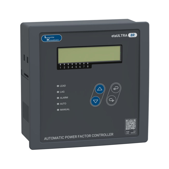 Lauritz Knudsen etaULTRA 8R - APFC Controller, 3 CT, 110/415V AC | 8 Step for Contactor Switching | Size - 144*144 | Communication through Inbuilt MODBUS RS-485 Protocol