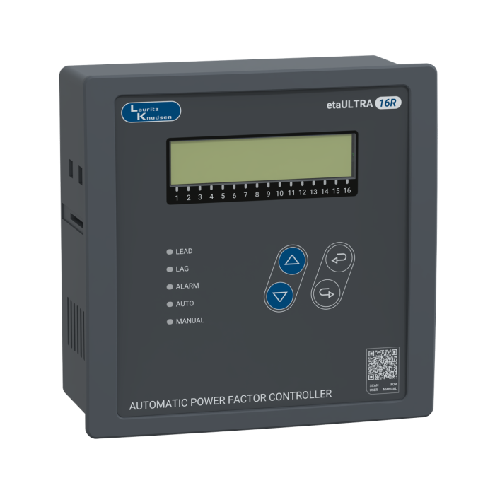 Lauritz Knudsen etaULTRA 16R - APFC Controller, 3 CT, 110/415V AC | 16 Step for Contactor Switching | Size - 144*144 | Communication through Inbuilt MODBUS RS-485 Protocol