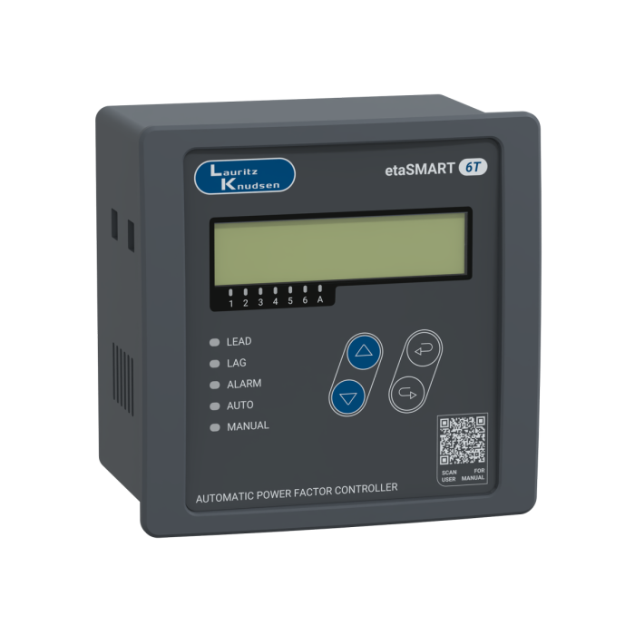 Lauritz Knudsen etaSMART R - APFC Controller, 1 CT, 415V AC | 6 Step for Thyristor switching | Size - 96*96 | One separate relay contact for Alarm