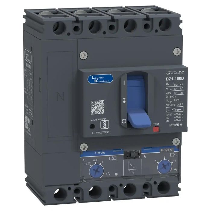 Lauritz Knudsen DZ1D MCCB 125 4P 415V AC 36kA Thermal Magnetic 50/60 Hz main product photo