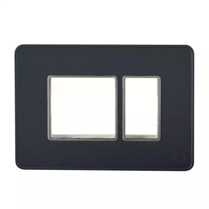 enGem 3 Module Stone Grey Plate with chrome Bezel main product photo
