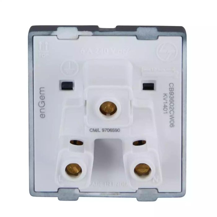enGem 3 Pin Socket 6A with ISI Stone Grey
