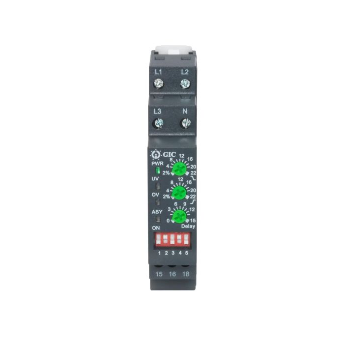 Lauritz Knudsen SPP SM 175, 120/277V AC | Phase loss  +  Phase Sequence  +  Under Voltage (-2 to -22%)  +  Over Voltage (2 to 22%) Type | 3 Ph/4W | Selectable ON Delay (0 to 15) sec, Selectable OFF Delay (0 to 15) sec | 1 C/O 