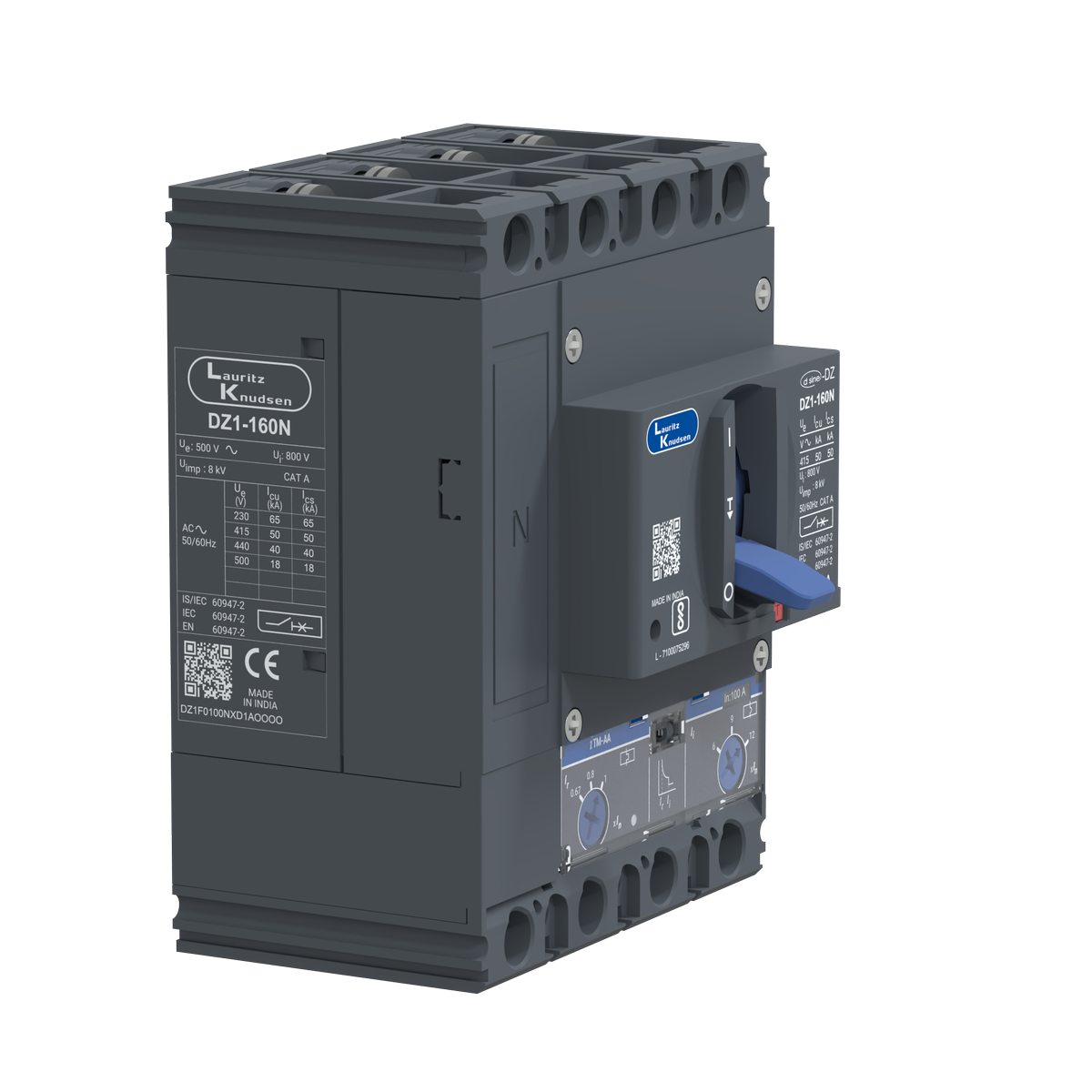 DZ1N MCCB 100 4P 415V AC 50kA Thermal Magnetic 50/60 Hz‚ | Lauritz