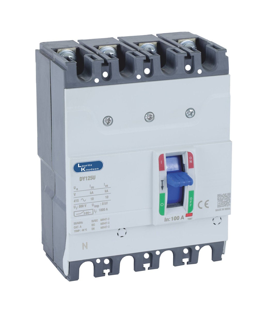 DY125U MCCB 100A 4P 415V AC 10kA Thermal Magnetic 50/60 Hz