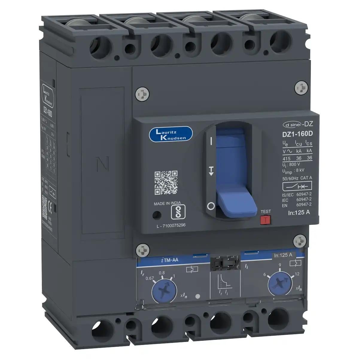DZ1D MCCB 125 4P 415V AC 36kA Thermal Magnetic 50/60 Hz