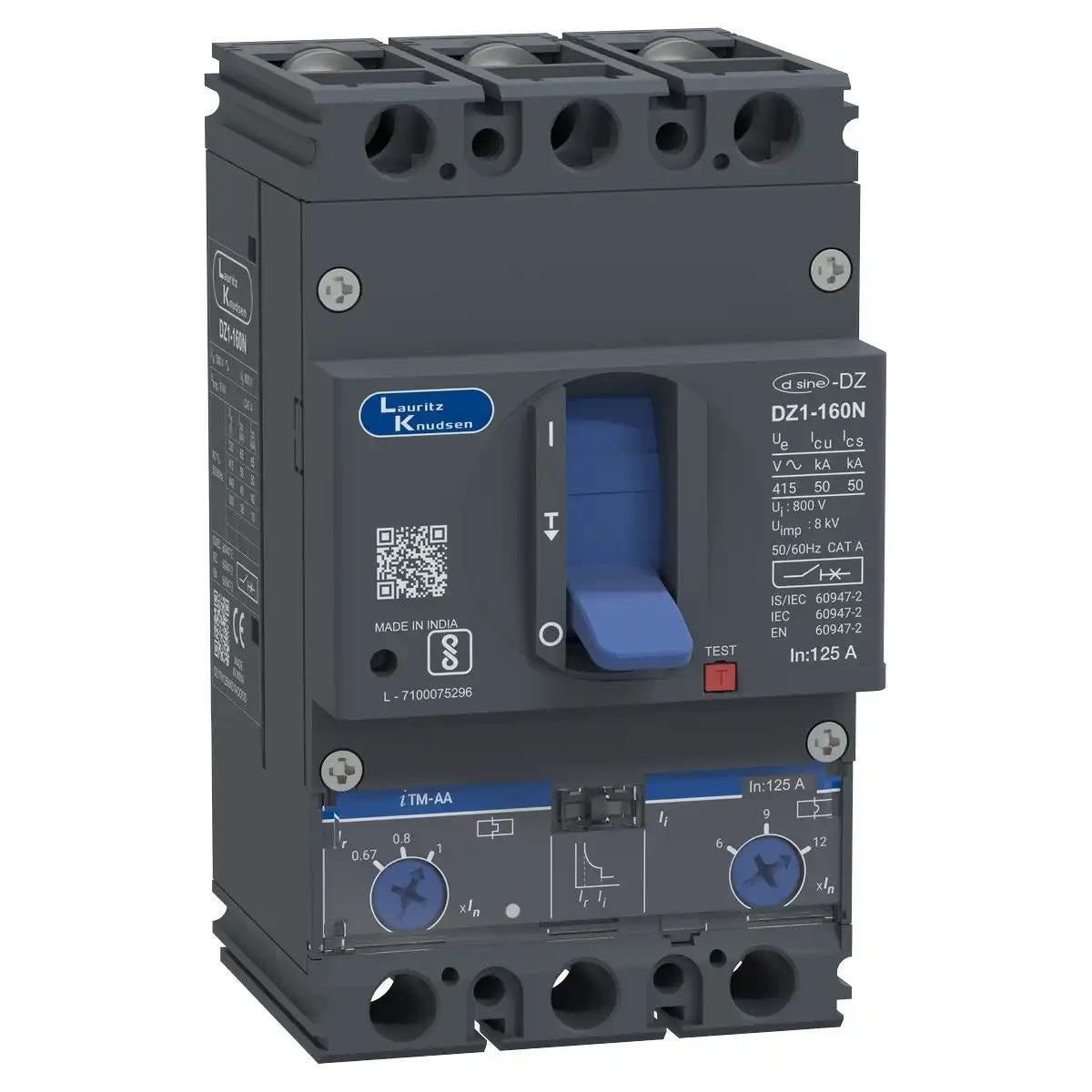 DZ1N MCCB 125 3P 415V AC 50kA Thermal Magnetic 50/60 Hz