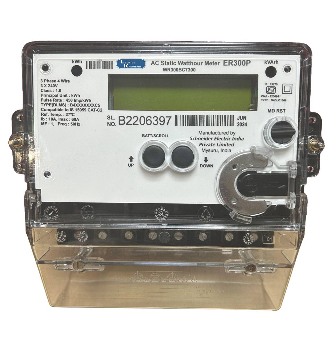 3Ph WC 10-60A with Multiple Parameter and Optical port & RS485 MODBUS port